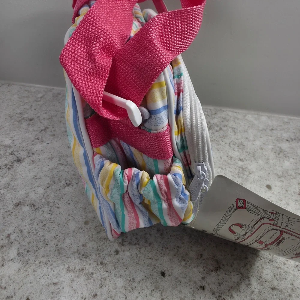 Vintage Evenflo insulated Diaper Bag Rainbow Stripe Pastel Pacesetter NWT